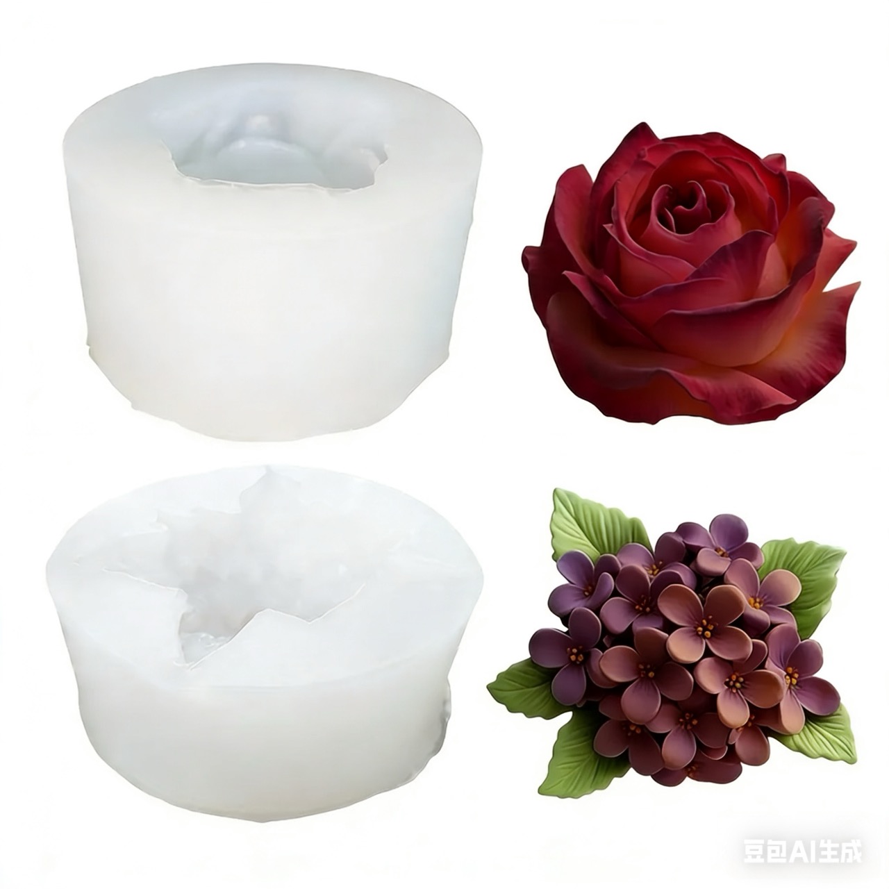 Resin Craft Ideas - قطعتان من قوالب السيليكون لزهرة الورد