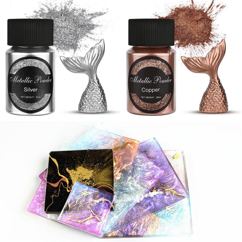 20 مللي لامع لامع الذهب والفضة - مراجعة Resin Pigment Set وسعره